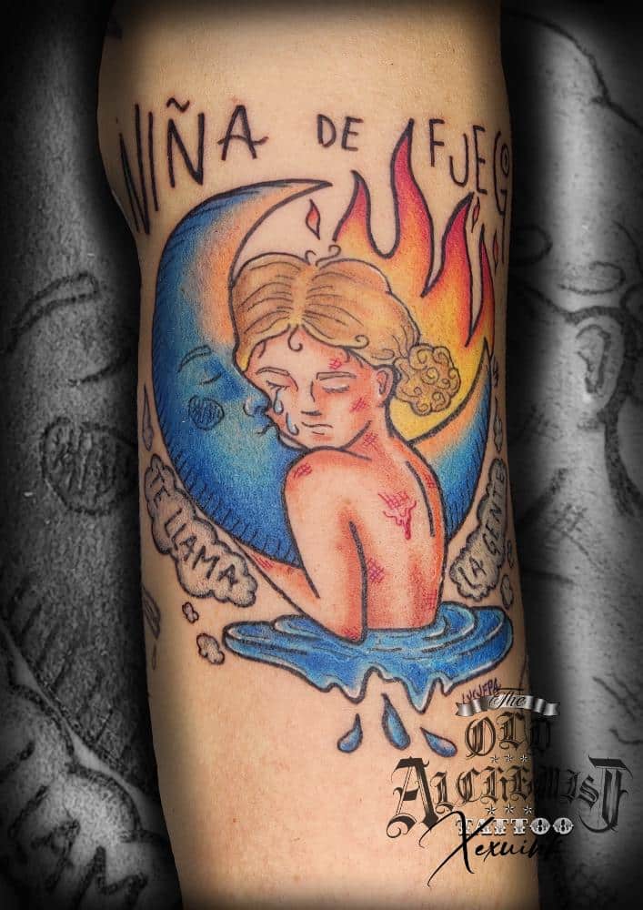 tatuaje fuego y agua