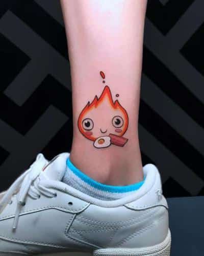 tatuaje fuego kawaii