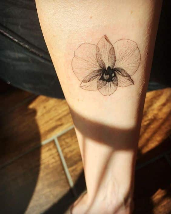tatuaje orquidea línea fina