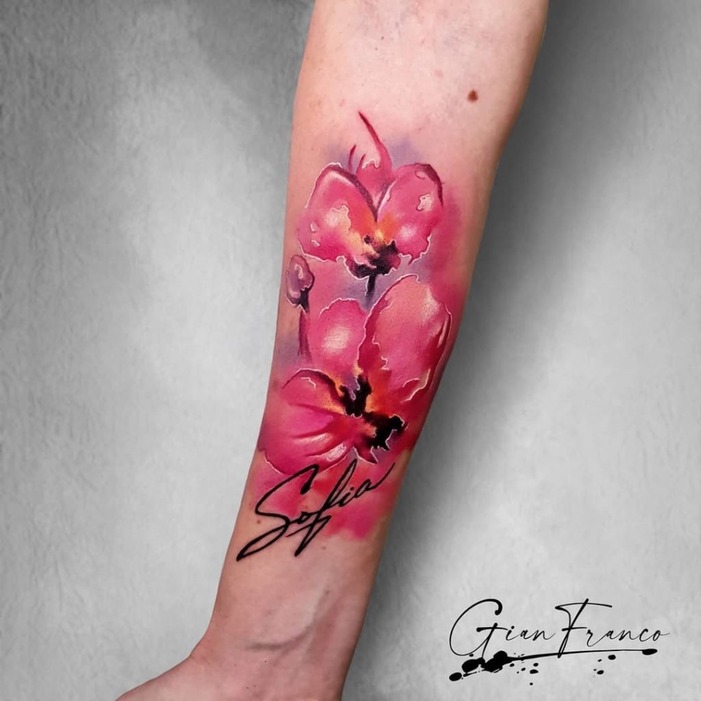 tatuaje orquidea watercolor