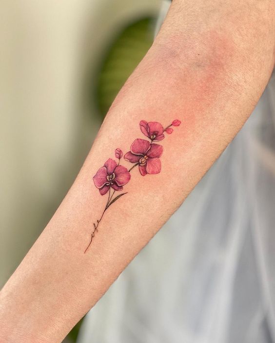 tatuaje orquidea morada