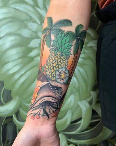 tatuaje palmera piña