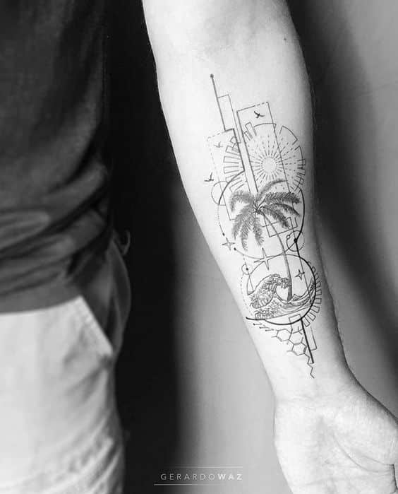 tatuaje palmera geometrico