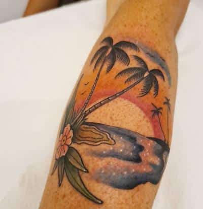 tatuaje palmera mar