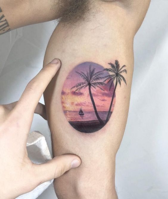 tatuaje palmera color