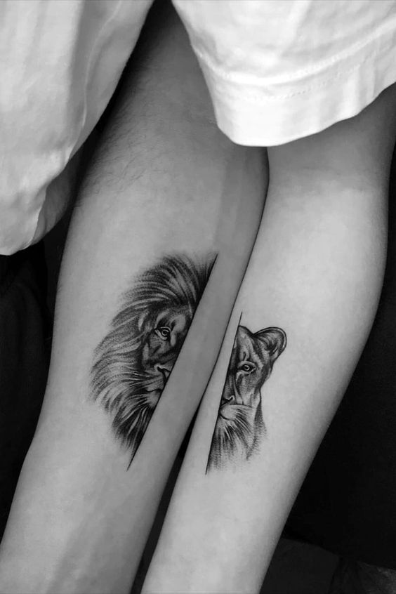 tatuaje león pareja