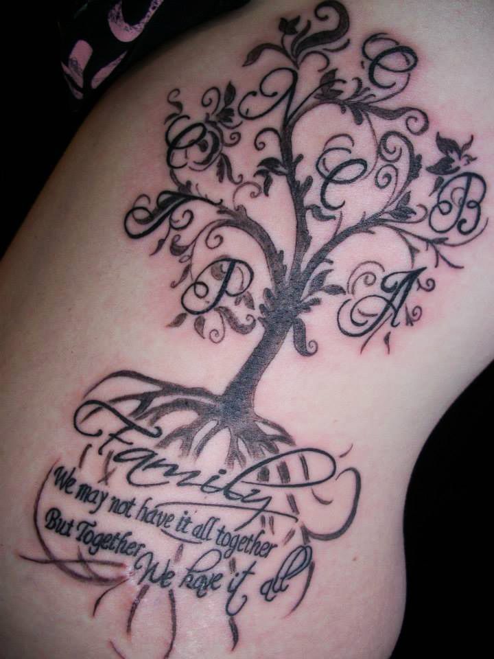 tatuaje árbol de la vida lettering