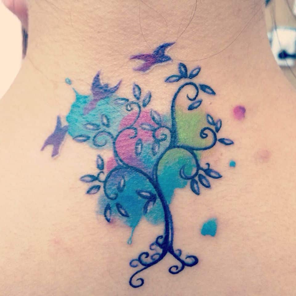 tatuaje árbol de la vida watercolor