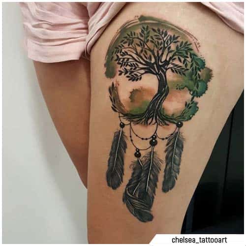 tatuaje árbol de la vida atrapasueños
