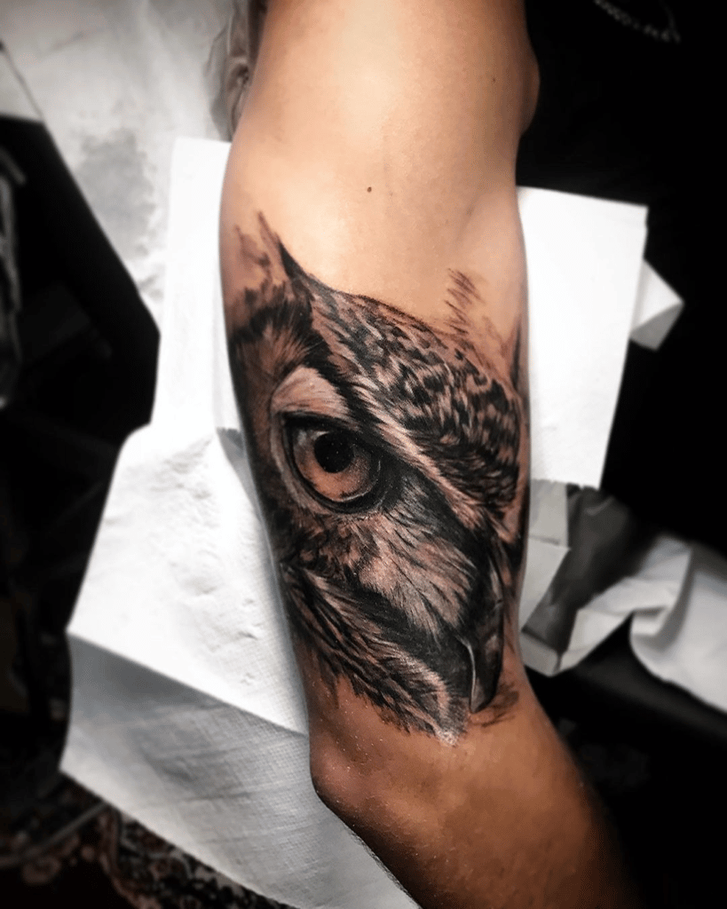 tatuaje búho realista