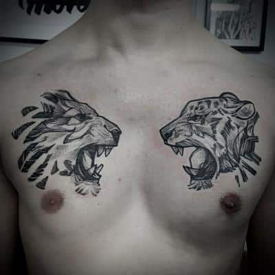 tatuaje león versus tigre