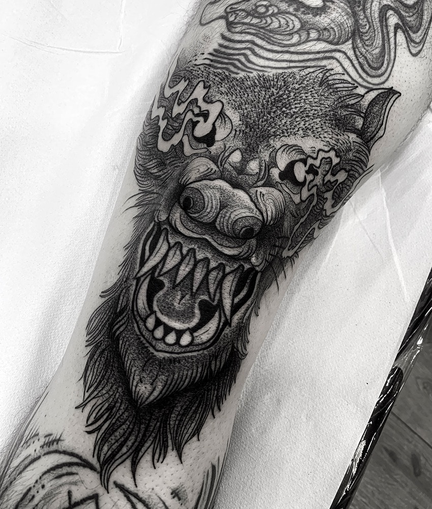 tatuaje lobo japonés