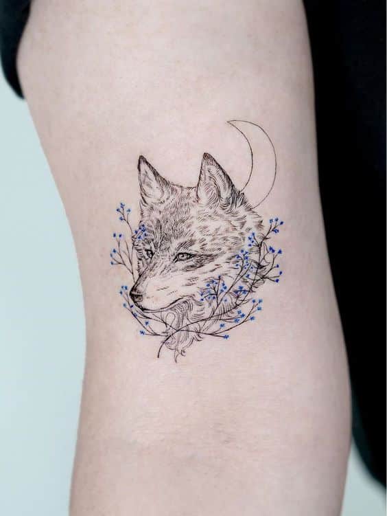 tatuaje lobo lineal