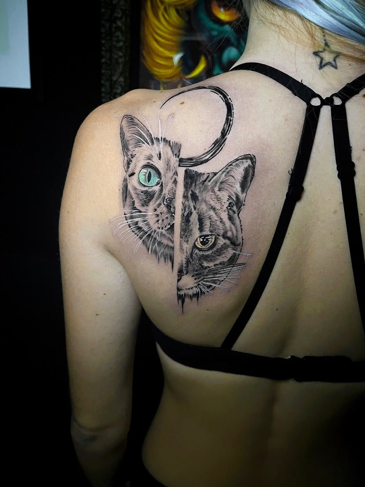 tatuaje luna gato