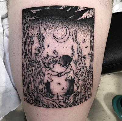 tatuaje luna bosque