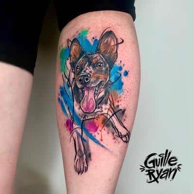 tatuaje perro acuarela