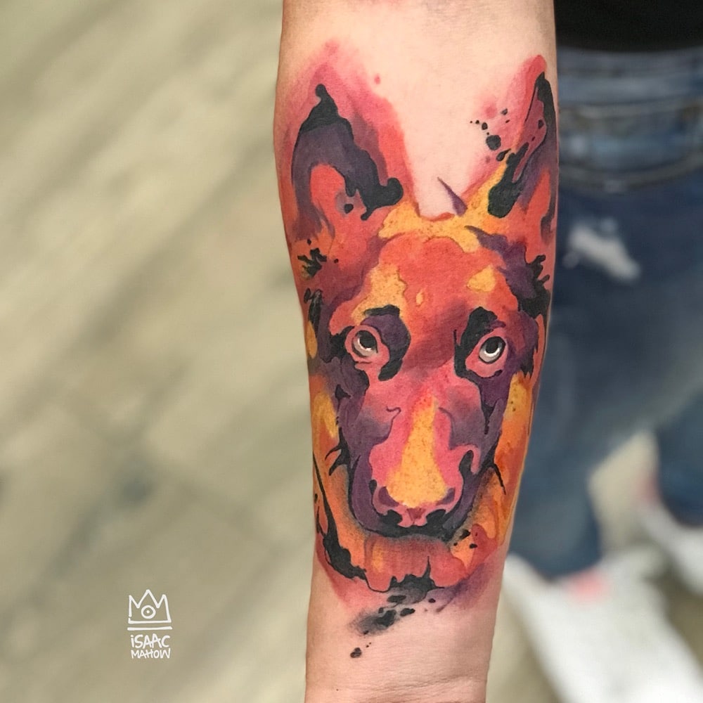 tatuaje perro watercolor