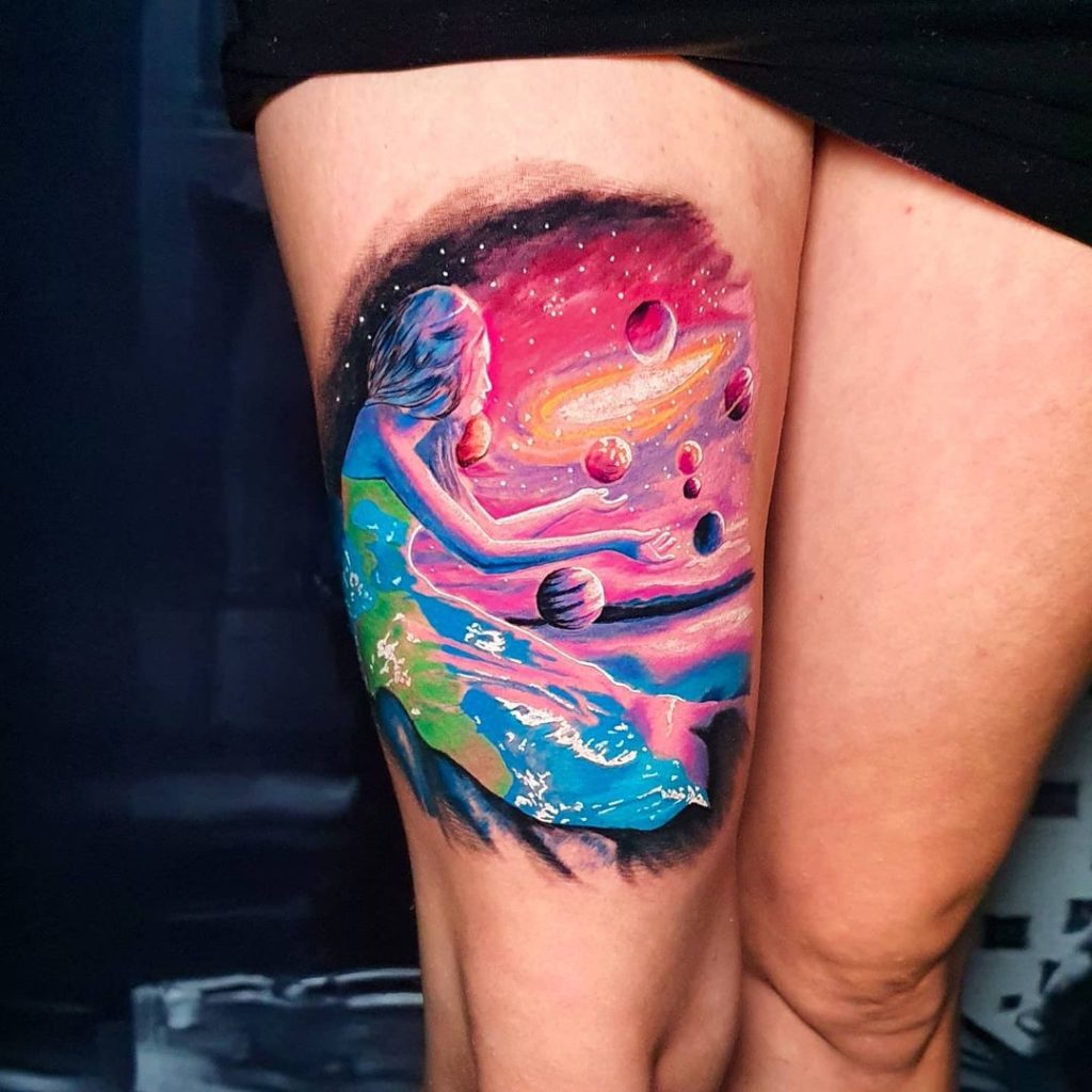 tatuaje planetas full color