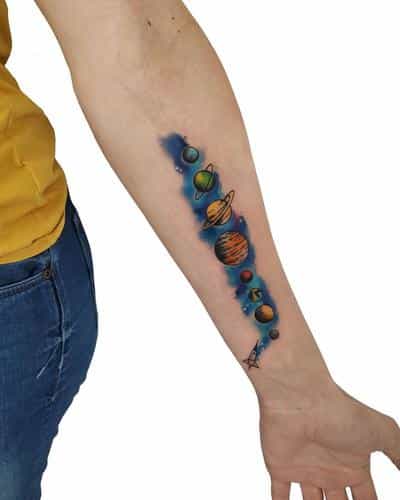 tatuaje planetas watercolor