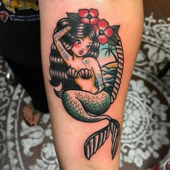 tatuaje sirena tradicional