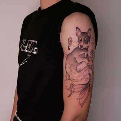 tatuaje sirena perro