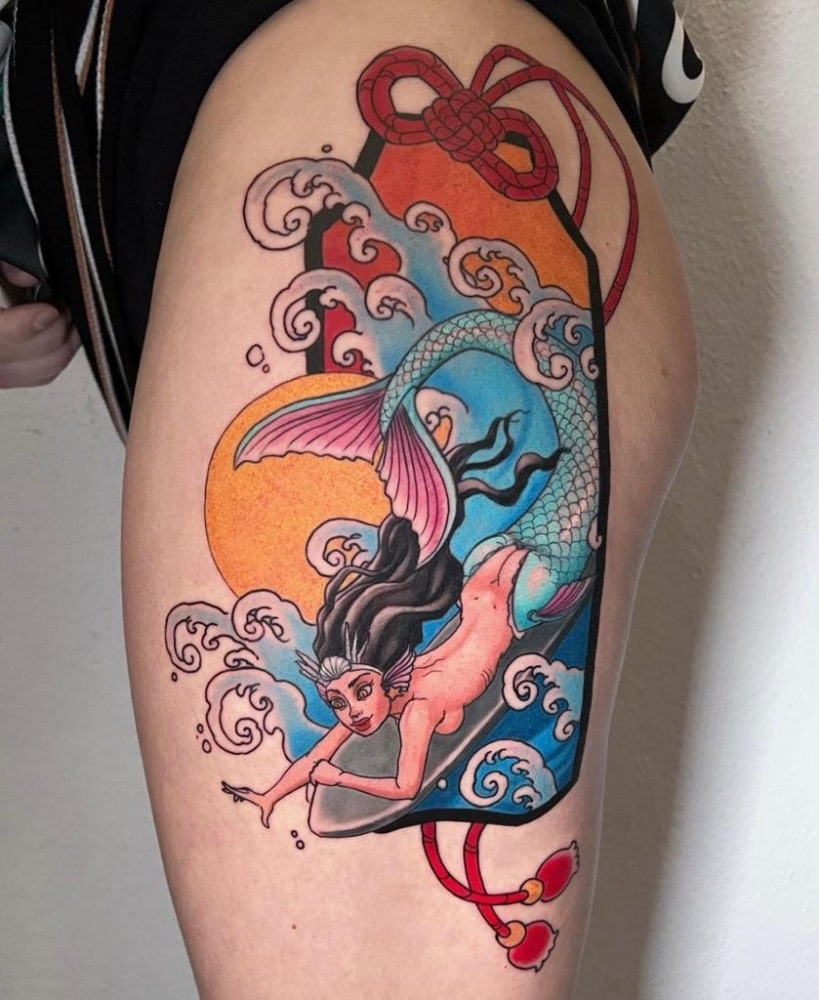 tatuaje sirena color
