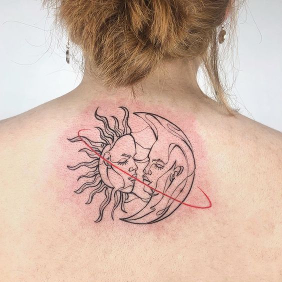 tatuaje sol y luna saturno