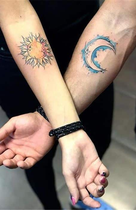 tatuaje sol y luna amigos