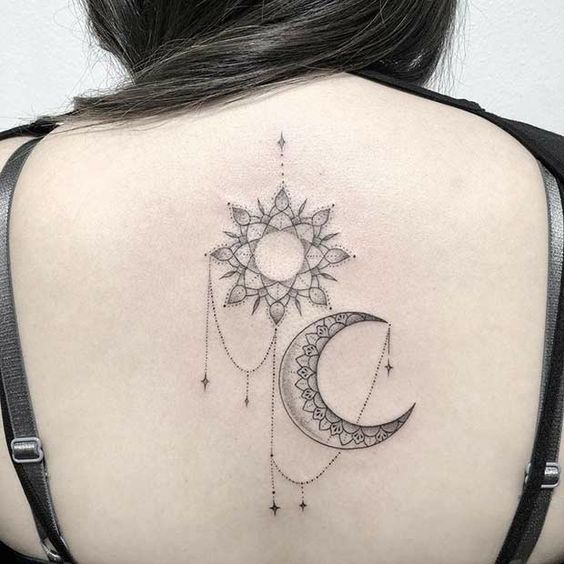 tatuaje sol y luna mandala
