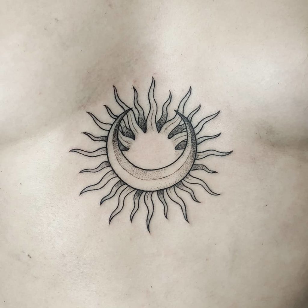tatuaje sol y luna mini