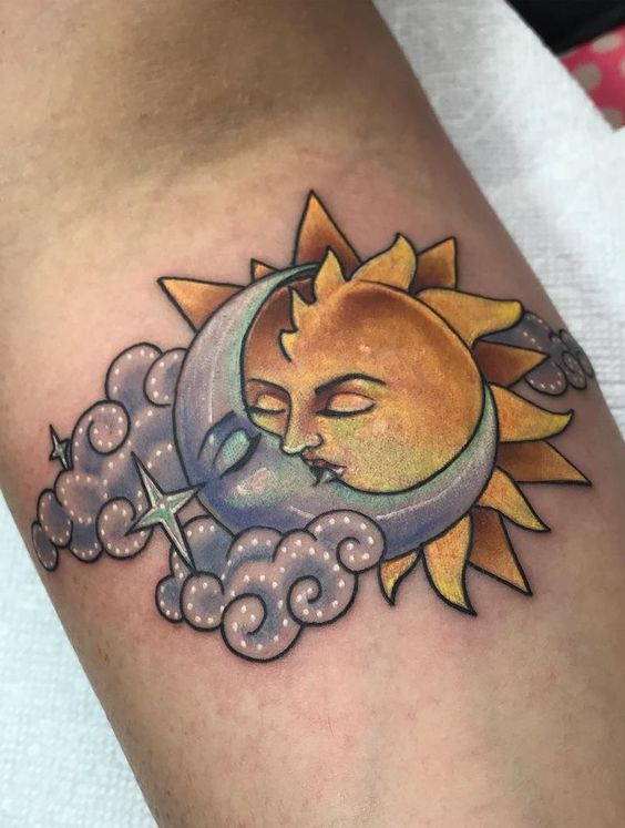 tatuaje sol y luna color