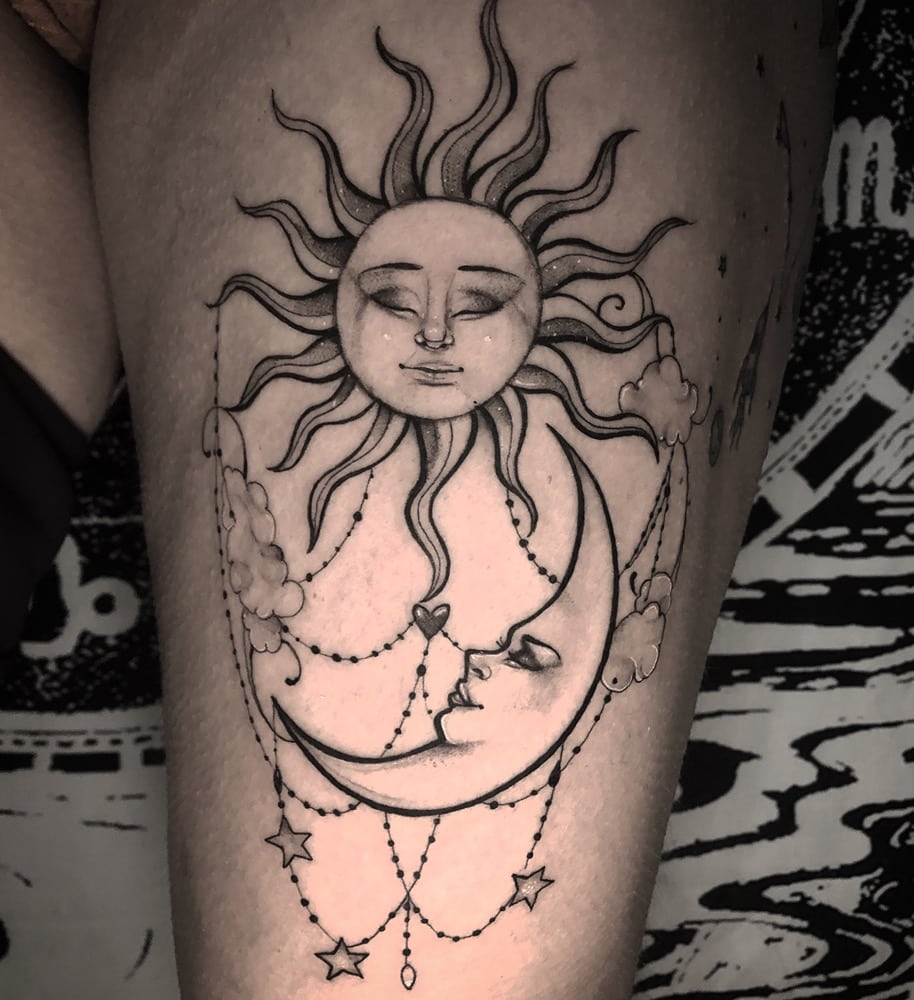 tatuaje sol y luna atrapasueños