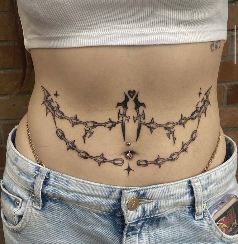 tatuajes abdomen cadenas