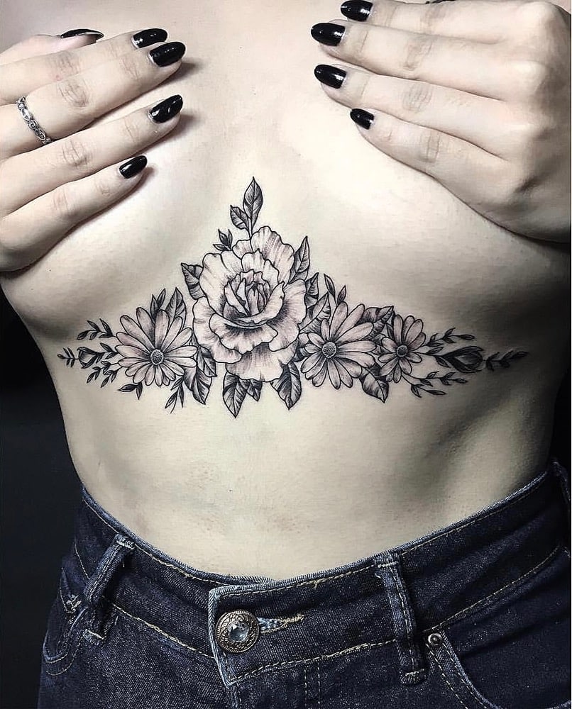 tatuajes abdomen flores