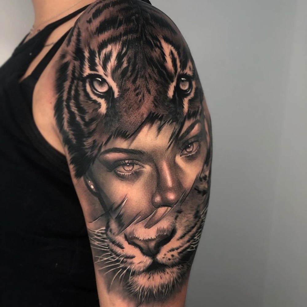 tatuajes hombro tigre