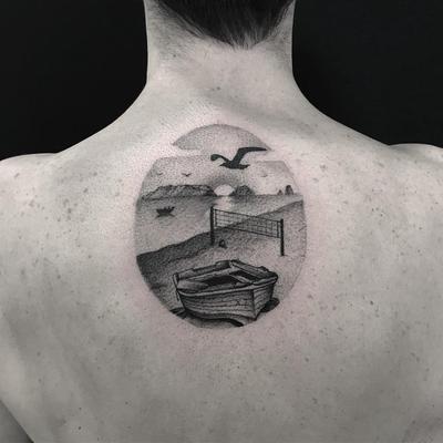 tatuajes paisajes nuca