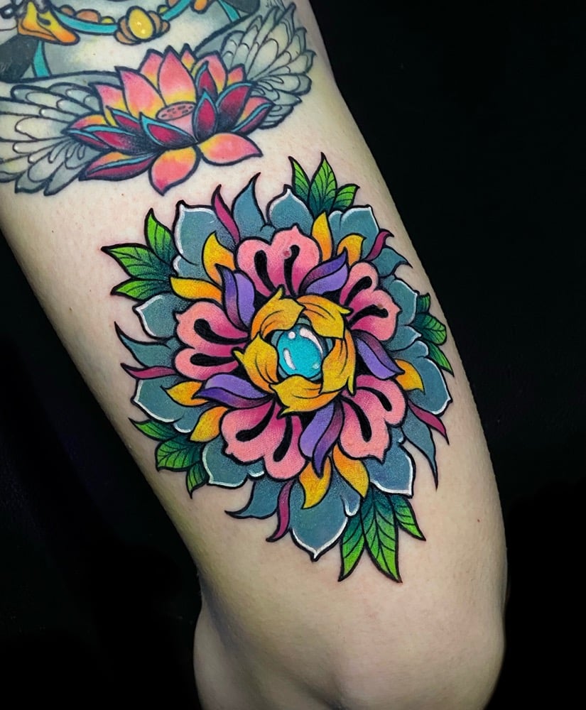 tatuajes pierna flores