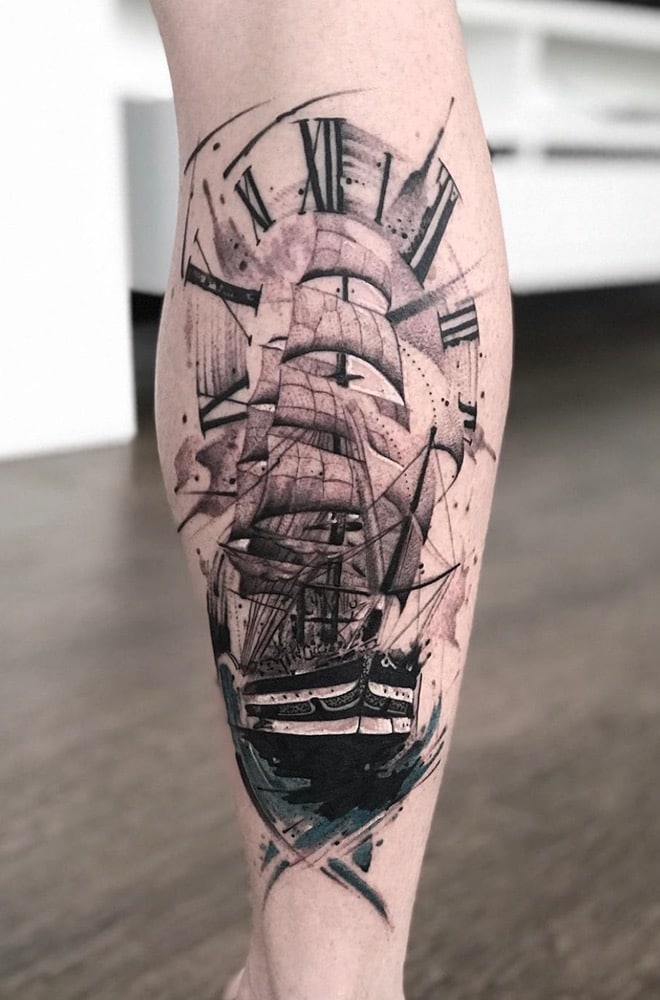 tatuajes pierna barco