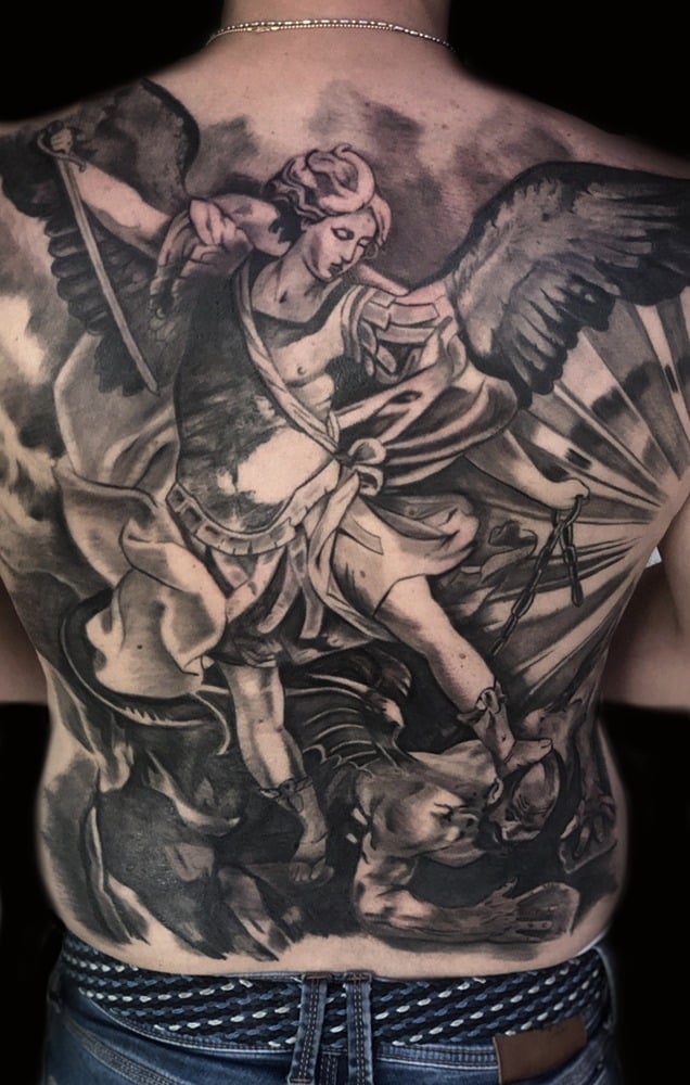 tatuaje ángel guerrero