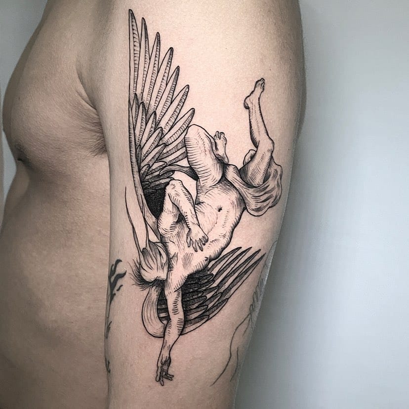 tatuaje ángel caído