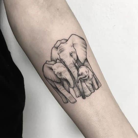 tatuaje elefante familia
