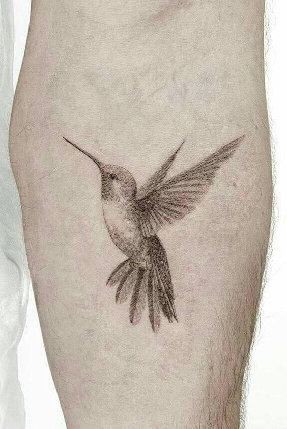 tatuaje de colibrí microrealista