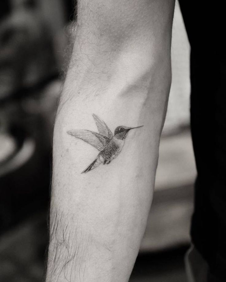tatuaje de colibrí microrealismo
