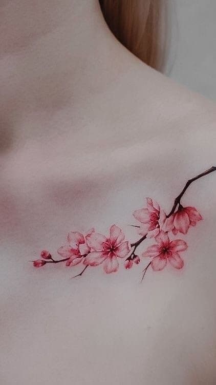 tatuaje flor de almendro color