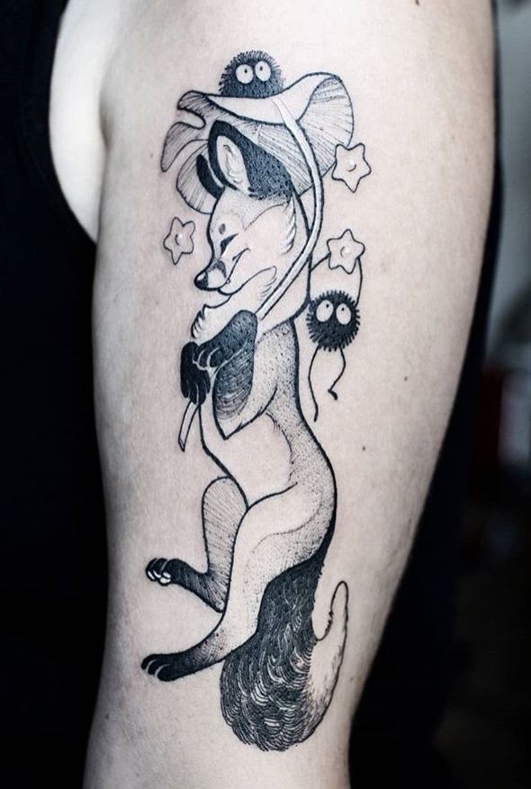 tatuaje zorro blanco y negro