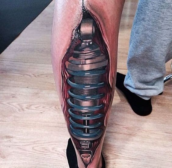 tatuajes biomecánicos pierna